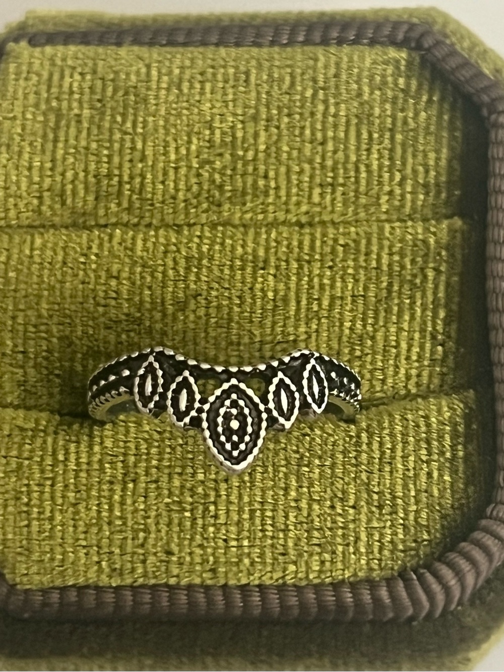 Boho Design Stainless Steel Silver Marquise Shape Statement Ring Size 6 NWT